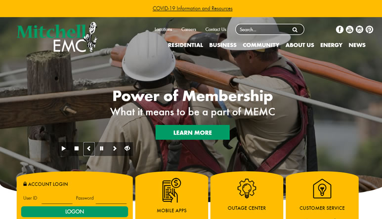 Mitchell EMC | Well-structured, Utility, Rural electric membership corporation Website Design and Website Development