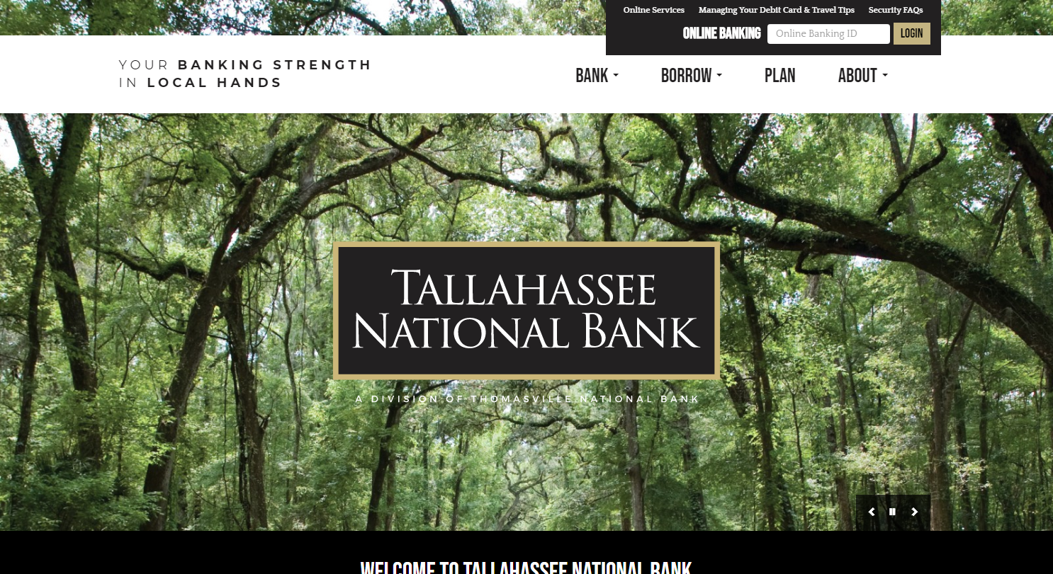 Tallahassee National Bank | Financial, High Security Website Design and Website Development