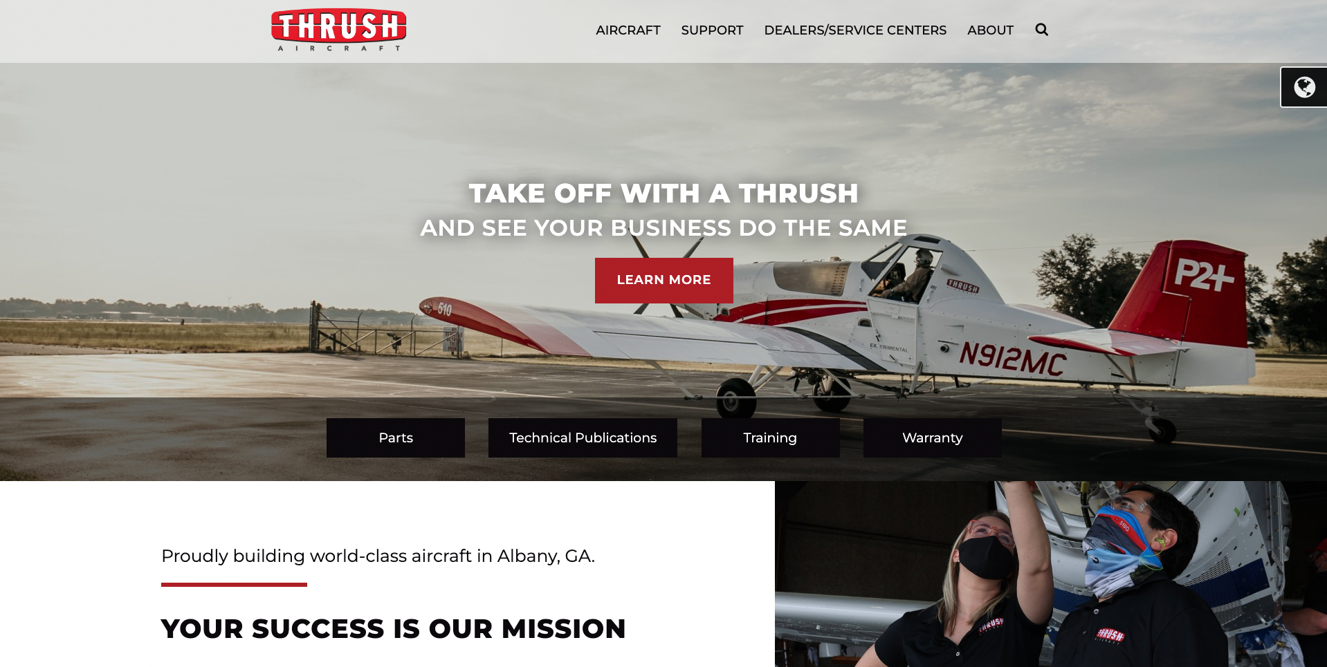 Thrush Aircraft  | Well-structured, small business, aircraft Website Design and Website Development