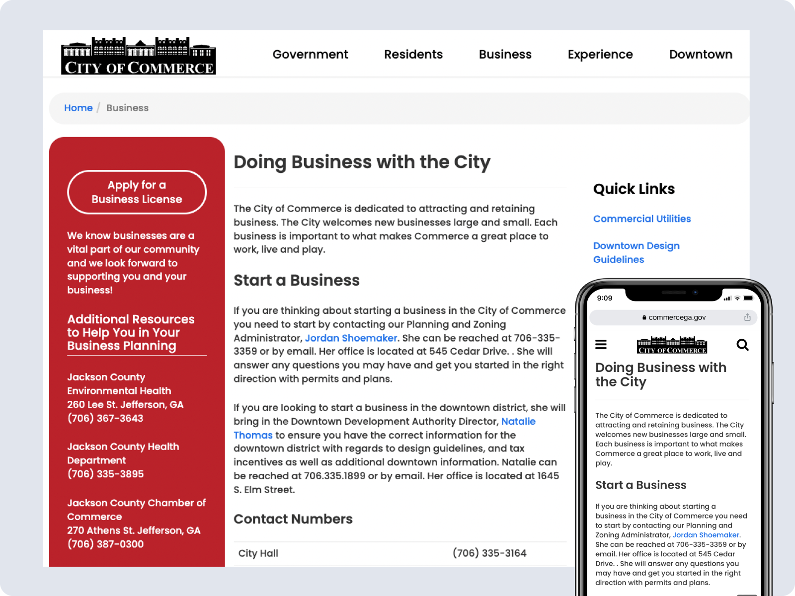 City of Commerce internal page