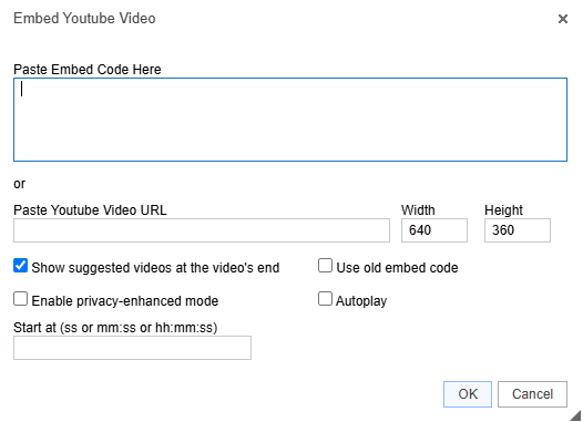 Youtube embed options