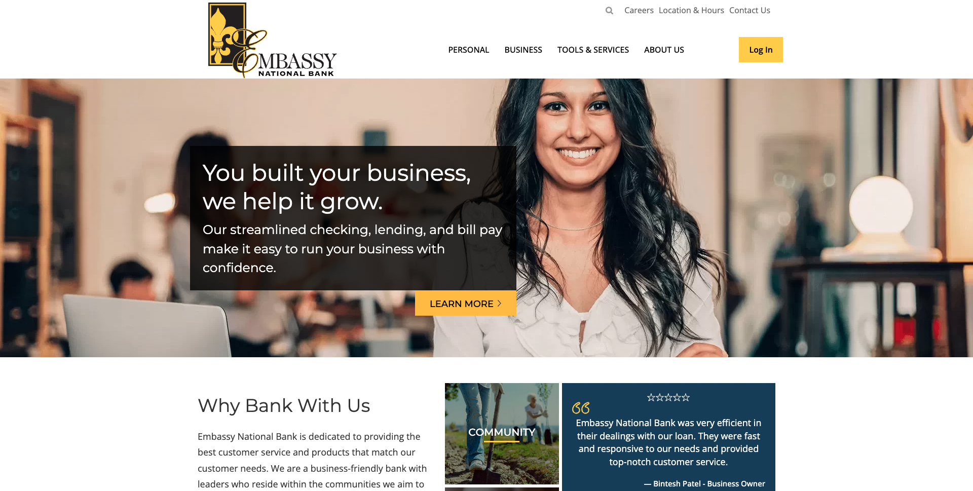 Embassy National Bank  | Financial Website Design and Website Development